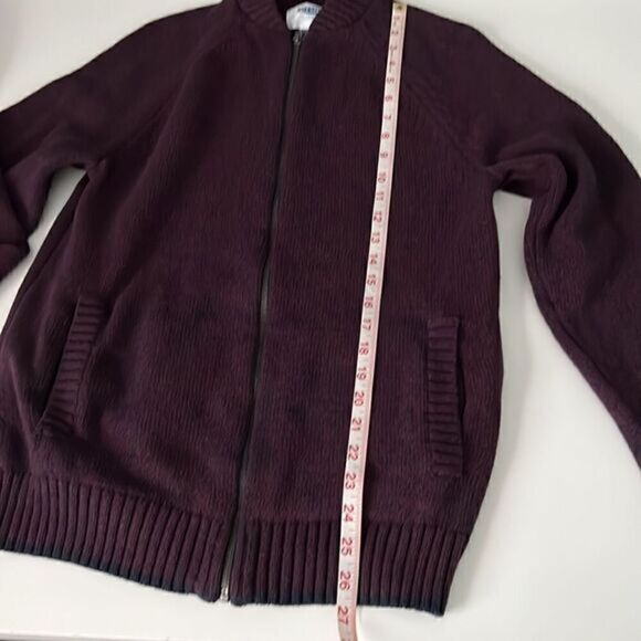 Old Navy Burgandy and Blue Zip Up Front Pocket Sweater Jacket Size M - Picture 7 of 10